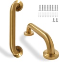 Shower Grab Bar, 2 Pack 12 Inch Gold Bathroom Safety Bar, 1.25" Diameter 304 Stainless Steel Grab Bars for Bathtubs and Showers, Handicap Shower Grab Bar for Seniors Elderly