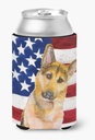 Caroline's Treasures BB9711CC German Shepherd #2 Patriotic Can or Bottle Hugger Cooler Washable Drink Sleeve Collapsible Beverage Insulated Holder, Can Hugger, Multicolor