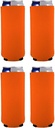Blank Neoprene Slim Can Coolie (4 Pack, Orange)