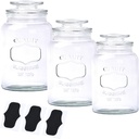 WHOLE HOUSEWARES Glass Canisters with Airtight Lids Set of 3 - Glass Storage Jars for Candy, Cookie, Flour, Sugar, Coffee - Sealed Food Storage for Pantry - Clear Containers for Kitchen Counter