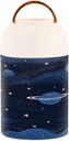 Doodle Blue Planet and Star Pattern Insulated Food Jar, Stainless Steel Vacuum Insulated Bento Box with Leak-Proof, Leak-Proof, Folding Spoon with Handle, Top Carry, 17 Ounce