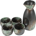 Veemoon 1 Set Japanese Style Sake Set Ceramic Sake Pot with for Home Use Mother Day Father Day Weddings and Celebrations Retro Design for and Spirits