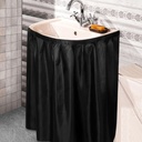 Fabric Sink Skirt Diamond Bathroom Stitch Self Stick Adhesive Waterproof Fabric Under Sink Curtain Skirt 55 x 32 Inch Adds Bathroom Storage(Black,Classic Style)