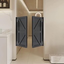 Swinging Doors Cafe Doors, 180 ° Swing Pine Wood Dual Partition Door with 4 Hinges Porch Entrance Door for Bar Kitchen Partition Doorways Bar 35.4" W x 35.4" H Black