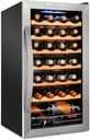 SCHMÉCKÉ 28 Bottle Compressor Wine Cooler Refrigerator w/Lock - Large Freestanding Wine Cellar For Red, White, Champagne or Sparkling Wine - 41f-64f Digital Temperature Control Fridge Stainless Steel