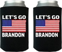 Rogue River Tactical Funny Neoprene Lets Go Brandon Collapsible Beer Can Bottle Beverage Cooler Sleeves 2 Pack