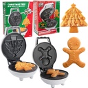 Gingerbread Man & Christmas Tree Mini Waffle Maker 2 Pack- Holiday Cheer for Breakfast with Cute 4 Inch Waffler Iron, Stocking Stuffer Must Have, Decorate & Frost for Festive Pancake Fun- Kids Gift