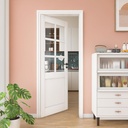 28" x 80" Clear Glass Slab Door, 6-Lite Glass French Interior Door, Pre-Assembled 1-Panel Solid Wood Barn Doors for Living Room Pantry Bedroom Laundry Closet White Pre-Finished Surface w/o Hardware