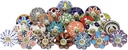 FOLK CRAFT Kitchen Cabinet Knobs - Pack of 30 - Indian Countryside Colorful Assorted Ceramic Drawer Pull Handle Dresser Cupboard Wardrobe Knob Boho Room Interior Decor - Multicolor