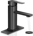 Black Bathroom Faucet YXOCVIR Single Hole with Pop-Up Bathroom Drain Single Handle Bathroom Faucet Suitable for Vanity Sinks, RV, Farmhouses, Suitable for 1 or 3-Hole Installation