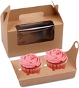 20 Pcs Cupcake Boxes, 2 Holders Cupcake Containers Muffins Cupcakes Carriers Holder Pastry Containers Favor Candy Treat Boxs Bakery Boxes with Window & Handle for Wedding Birthday Party (Brown)