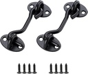 2 Pcs Barn Door Lock, 3 inch Steel Hook and Eye Latch for Door, Black