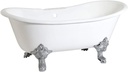 Aqua Eden VCT7DS6731NL1 67-Inch Cast Iron Double Slipper Clawfoot Tub with 7-Inch Faucet Drillings, White/Polished Chrome