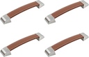 MY MIRONEY Set of 4 Brown Handle 5" Leather Handle Cabinet Door Drawer Pull Strap