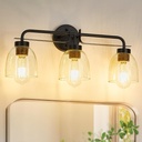 21 Inch Farmhouse Vanity Lights for Bathroom, 3-Light Black Vintage Industrial Bathroom Light Fixtures with Bubble Glass Shade, Wall Sconce for Bathroom Mirror, Bedroom, Hallway