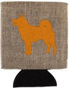Caroline's Treasures BB1067-BL-OR-CC Shiba Inu Burlap and Orange BB1067 Can or Bottle Hugger Cooler Washable Drink Sleeve Collapsible Beverage Insulated Holder, Can Hugger, Multicolor