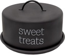 AuldHome Design Enamelware Black Cake Cover; Contemporary Style Dessert Plate w/Domed Lid