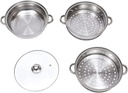 VICASKY Three Steamer Pot Thickened Cooking Steamer for Vegetables Dumplings Soup Induction and Gas Stove with Ergonomic Handles Space Saving Stackable Cookware