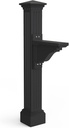 Mayne Manchester Single Arm Mail Post - Black - 26in L x 9in W x 58in H - Manchester Post & Arm, Hardware Kit (5852-B)