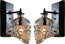 2 Pcs Set Nordic Decoration Classical Sconces Wall Lighting Glass Skull Wall Lamp Vintage Cool Decor Gothic Wall Mounted Lighting Fixture for Boy Kids Bedroom Living Room Bar Hallway