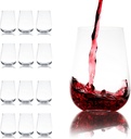 Grassl Stemless Water and Wine Glass, Hand-Blown Crystal Wine Glasses or Water Glasses, Set of 12