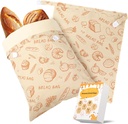 Sourdough bread Bags for Homemade Bread-2 Pack XL Reusable Beeswax Bread Bags for Homemade Bread Freezer & Refrigerator 17"×13" Natural Beeswax-Lined Organic Cotton Food Storage Bags to Keep Fresh