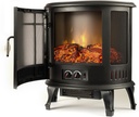 e-Flame USA Regal Freestanding Electric Fireplace Stove - 3-D Log and Fire Effect (Black)