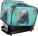4 Slice Toaster Cover with Two Pockets for Storing knife Super Soft Appliance Cover Crazy Save Manatee Dust Cover for Kitchen Small Oven Cover Kitchen Bread Machine Protector Cover