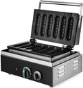 110V Waffle Maker Commercial 6 Grid Corn Dog Muffin Making Machine 1500W Electric Nonstick Baking Machine Efficient Making Machine Stainless Steel Body Sliver