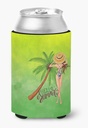 Caroline's Treasures BB7452CC Hello Summer Lady in Swimsuit Can or Bottle Hugger Cooler Washable Drink Sleeve Collapsible Beverage Insulated Holder, Can Hugger, Multicolor