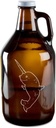 Happy Narwhal Hand-Made Etched Glass Beer Growler 64 oz