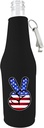 America Peace Sign Beer Bottle Coolie With Opener (Black)