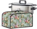 Flowers Oval Crock Pot Cover Practical Slow Cooker Dust Cover Mesh Pocket with Accessory Organizer Small Appliances Accessories Fits Most Slow Cookers Decoration Accessories