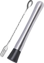 Ortarco 10 Inch Stainless Steel Muddler for Cocktail and 10 Inch Mixing Bar Spoon, 2 Pices Home Bar Tool Set