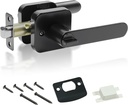 Black Interior Privacy Door Levers, Privacy Door Handle Set Moden Square Base Door Lock for Bedroom Bath, Reversible Keyless Turn Lock Round Corner Door Handles fit Left or Right Sided Door