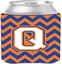 Caroline's Treasures CJ1060-QCC Letter Q Chevron Blue and Orange #3 Can or Bottle Hugger Cooler Washable Drink Sleeve Collapsible Beverage Insulated Holder, Can Hugger, Multicolor