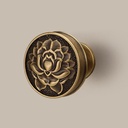 Brass Drawer Cabinet Knobs Vintage Brass Lotus Black and Brushed-Gold Knob, Decorative Cabinet Hardware Drawer Pulls for Dresser Cabinet Hardware 2 Pack