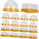 Healifty 100pcs Mini Plastic Cake Boxes with Transparent Covers for Party Baking Bakery Cupcake Holders Easy Assembly Mini Cake Containers for Egg Yolk and Desserts