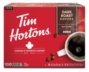 Tim Hortons Dark Roast Coffee, Single-Serve K-Cup Pods Compatible with Keurig Brewers, 100ct K-Cups
