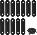 Stainless Steel Black Flat Brace - 16 x 60 mm Straight Corner Braces with Screws - 12 Pack