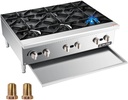 WILPREP Countertop Gas Range, 6 Burner Commercial Hot Plate with Total 150000 BTU, 36" Natural Gas Range with Propane Conversion Kit Grates, Stainless Steel Stove for Restaurant Kitchen, silver