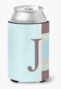 Caroline's Treasures CJ1003-JCC Letter J Initial Monogram - Blue Stripes Can or Bottle Hugger Cooler Washable Drink Sleeve Collapsible Beverage Insulated Holder, Can Hugger, Multicolor
