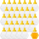 32 Pcs 7 oz Honey Squeeze Bottle Plastic Empty Beehive Bottle Jar with Spout Lid Clear Refillable Honey Containers for Condiment Storing and Dispensing Dispenser, Hexagon Shape