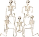 Halloween Skeletons Decorations, 16" Posable Plastic Skeleton 5 Packs, Full Body Skeleton Bulk with Movable Joints, Realistic Spooky Scary Skeletons for Outdoor Indoor Halloween Party Haunted House