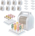 8pcs Portable Cake Pop Holder Boxes,Cake Pop Boxes Packaging, Cake Pop Display Stand with Clear Window,White Cakesicle Boxes