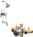 Gerber Treysta Tub/Shower Valve & Parma 1-Handle Trim Kit with Diverter & 5-Function 1.75 GPM Showerhead – Chrome