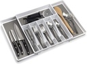 ELTOW Large Expandable Silverware Drawer Organizer, 8 Compartment Non-Slip & Adjustable Silverware Organizer for Drawer, Kitchen Organization for Utensils, Cutlery, Silverware Tray (White)
