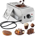9 Lbs 2 Tanks Chocolate Tempering Machine Chocolate Melter, Chocolate Melting Pot with TEMP Control 86~185℉, 1000W Stainless Steel Electric Commercial Chocolate Warmer and Melter