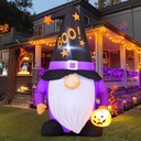 GOOSH 5 FT Halloween Inflatables Gnomes Outdoor Decorations Blow Up Yard Cute Gnomes Helding Pumpkin with Built-in LEDs for Garden Lawn Indoor Party Decor