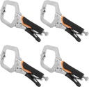 4 Pack 6 Inch C Clamp Locking Pliers,Locking C Clamp With Non-Slip Rubber Grip, Adjustable Nickel Plated C Pliers for Wood Working, Welding, Electrician Maintenance and More, by GENHAKON